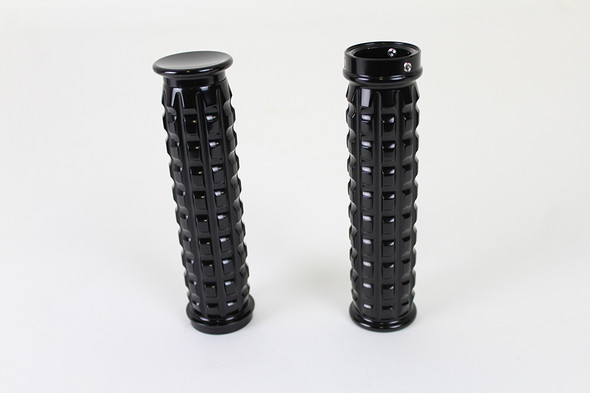 V-Twin - 28-0663 - Black Grained Style Handlebar Grip Set