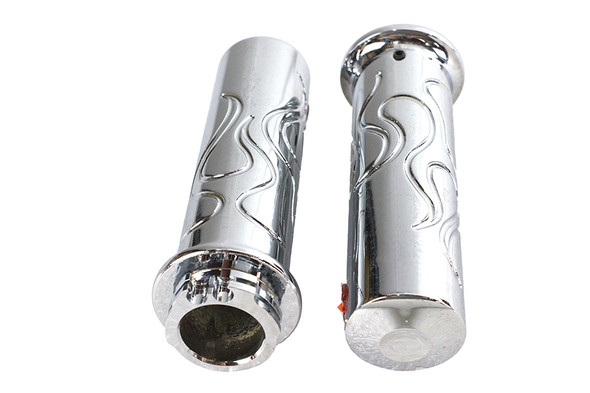 V-Twin - 28-0845 - Billet Flanged Flame Style Grip Set