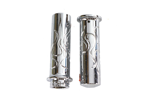 V-Twin - 28-0845 - Billet Flanged Flame Style Grip Set