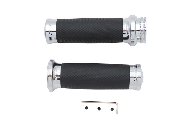 V-Twin - 28-1782 - Caliber Handlebar Grip Set Chrome