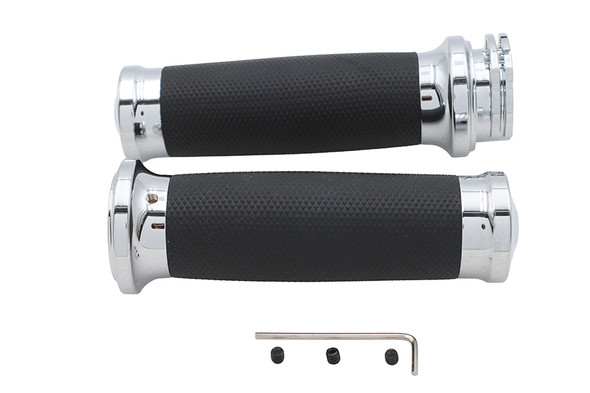 V-Twin - 28-1782 - Caliber Handlebar Grip Set Chrome
