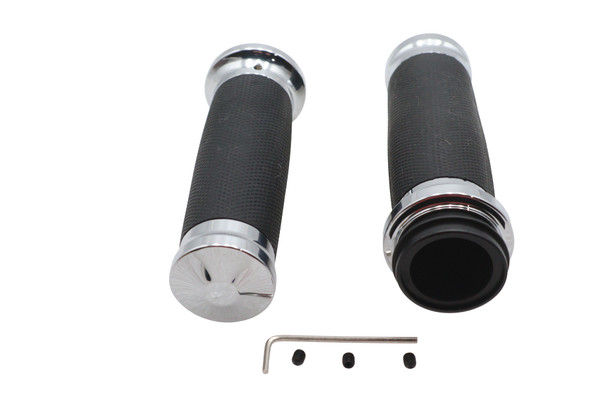 V-Twin - 28-1786 - Caliber Handlebar Grip Set Chrome