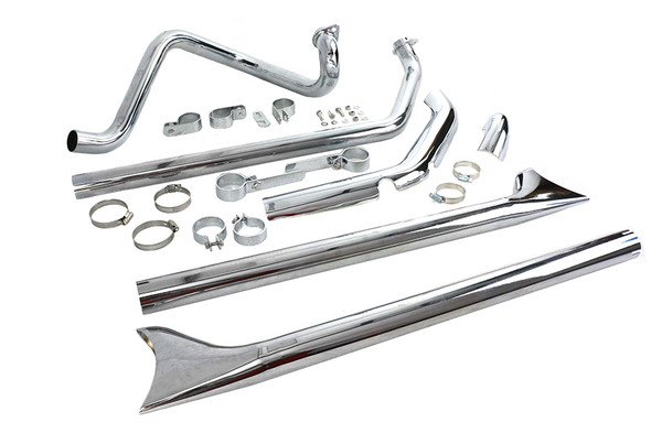 V-Twin - 29-1192 - True Dual Chrome Exhaust System - Fits 1970-1984 Harley-Davidson FL
