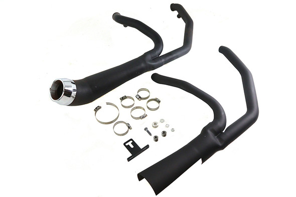 V-Twin - 29-2105 - Cyclone 1-3/4 inch 2 into 1 Exhaust Header Set Black