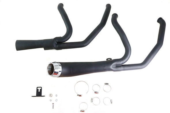 V-Twin - 29-2108 - Cyclone 1-3/4 inch 2 into 1 Exhaust Header Set Black