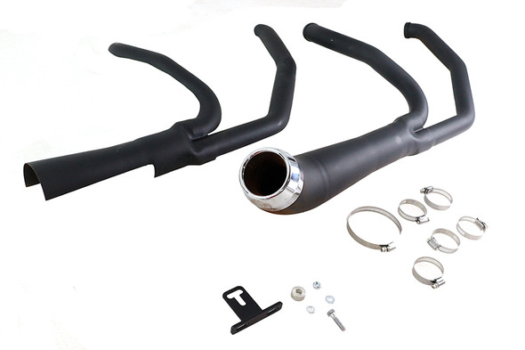 V-Twin - 29-2108 - Cyclone 1-3/4 inch 2 into 1 Exhaust Header Set Black - Fits 1985-2005 Harley-Davidson FLT