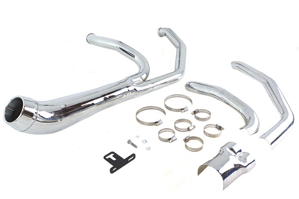 V-Twin - 29-2110 - Cyclone 1-3/4 inch 2 into 1 Exhaust Header Set Chrome - Fits 1985-2005 Harley-Davidson FLT