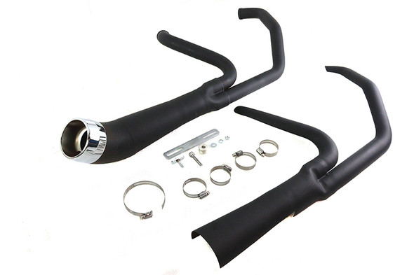 V-Twin - 29-2115 - Cyclone 1-3/4 inch 2 into 1 Exhaust Header Set Black