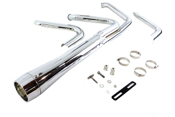 V-Twin - 29-8751 - Wyatt Gatling Holeshot Exhaust Set Chrome - Fits 1985-2005 Harley-Davidson FXST