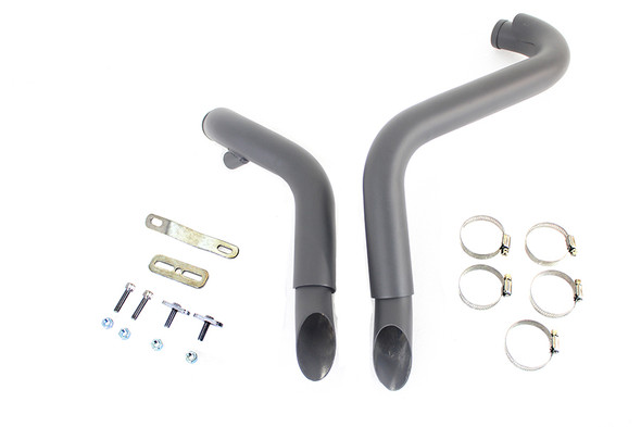 V-Twin - 30-0021 - Straight Down Drag Pipe Set Black with Heat Shields