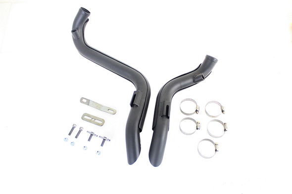 V-Twin - 30-0021 - Straight Down Drag Pipe Set Black with Heat Shields - Fits 1986-2017 Harley-Davidson FXST