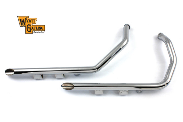 V-Twin - 30-0070 - Wyatt Gatling Exhaust Drag Pipe Set Slash Cut - Fits 2004-2006 Harley-Davidson XL