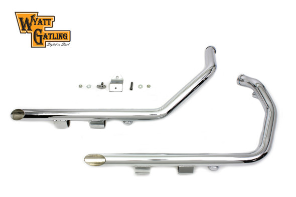 V-Twin - 30-0071 - Wyatt Gatling Exhaust Drag Pipe Set Slash Cut - Fits 2007-2013 Harley-Davidson XL
