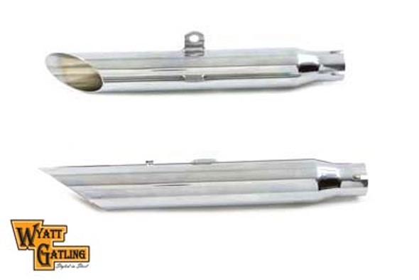 V-Twin - 30-0239 - Wyatt Gatling Chrome Slash Slip-On Muffler Set