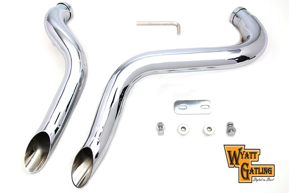 V-Twin - 30-0460 - Wyatt Gatling Down Draft Exhaust Header Set - Fits 1991-2017 Harley-Davidson FXD, 1986-2017 FXST, FLST, 1986-2013 XL (with Forward Controls only.)