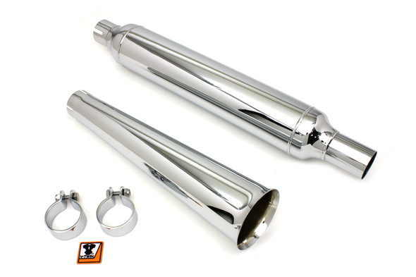 V-Twin - 30-0584 - Chrome Muffler with Megaphone Tip - Fits 1958-1984 Harley-Davidson FL