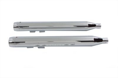V-Twin - 30-0599 - Wyatt Gatling Muffler Set With Chrome End Caps - Fits 1995-2016 Harley-Davidson FLT
