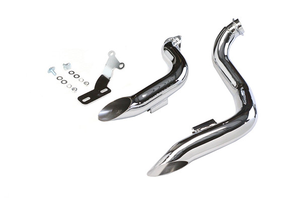 V-Twin - 30-0725 - Chrome Wyatt Gatling Down Draft Drag Pipes