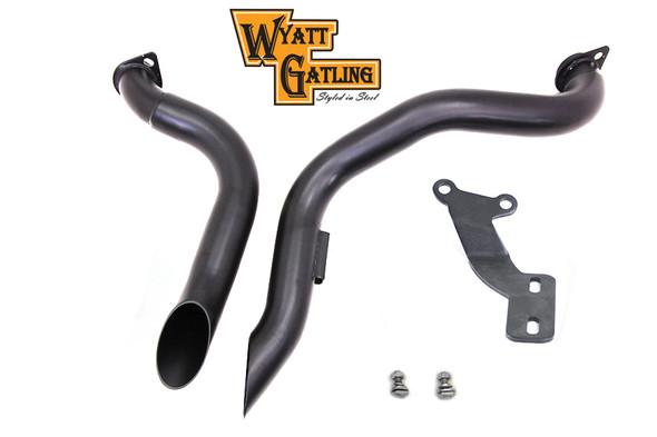 V-Twin - 30-0726 - Black Wyatt Gatling Down Draft Drag Pipes