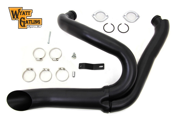 V-Twin - 30-0769 - Black Wyatt Gatling 2 into 1 Exhaust Pipe Header Kit