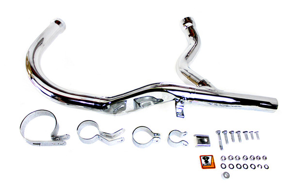 V-Twin - 30-0806 - Panhead Exhaust Header Kit Chrome - Fits 1948-1952 Harley-Davidson EL, 1948-1957 FL