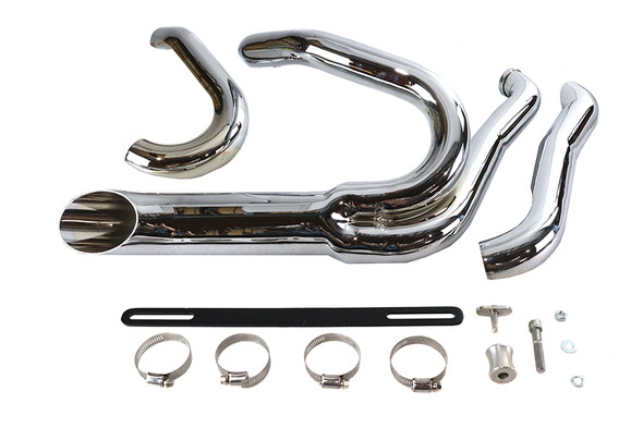 V-Twin - 30-0835 - Chrome Wyatt Gatling 2 into 1 Exhaust Pipe Header Kit