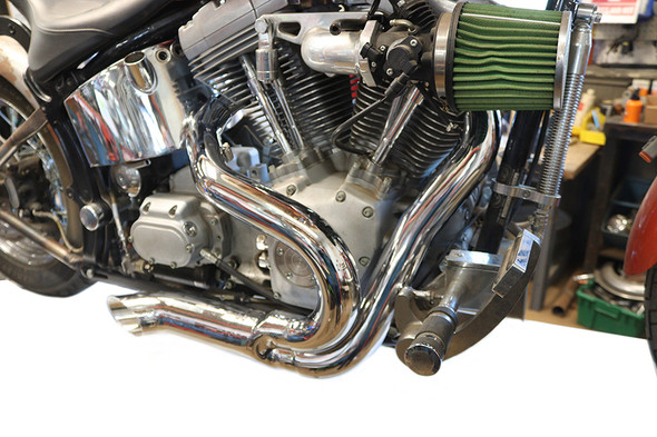 V-Twin - 30-0835 - Chrome Wyatt Gatling 2 into 1 Exhaust Pipe Header Kit