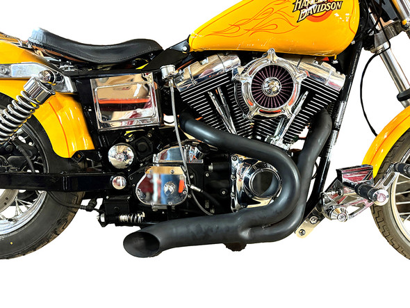 V-Twin - 30-0921 - Black Wyatt Gatling 2 into 1 Exhaust Pipe Header Kit