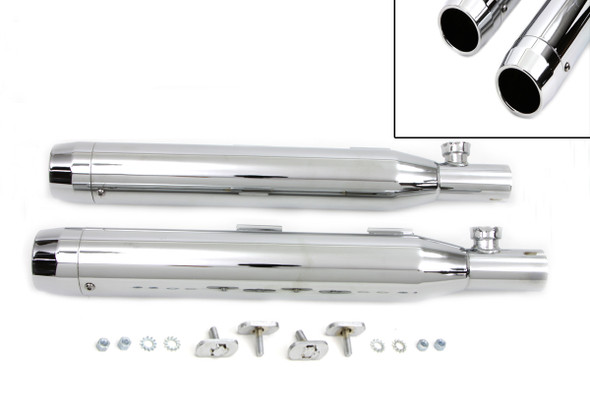 V-Twin - 30-1281 - Chrome Slip On Muffler Set With Chrome Tips - Fits 2007-2017 Harley-Davidson FXST