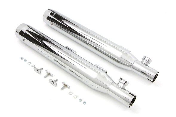 V-Twin - 30-1281 - Chrome Slip On Muffler Set With Chrome Tips - Fits 2007-2017 Harley-Davidson FXST