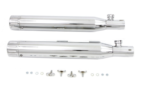 V-Twin - 30-1283 - Chrome Slip On Muffler Set - Fits 2007-2017 Harley-Davidson FXST