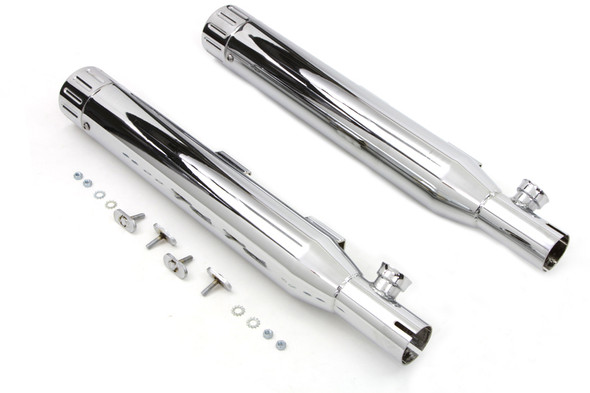 V-Twin - 30-1283 - Chrome Slip On Muffler Set - Fits 2007-2017 Harley-Davidson FXST