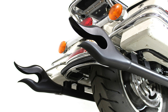 V-Twin - 30-1436 - 36 inch Straight Flame Exhaust Pipe Extension Set Black - Fits 1995-2016 Harley-Davidson FLT