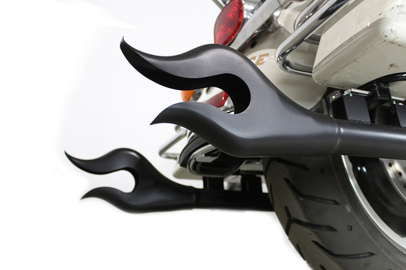 V-Twin - 30-1436 - 36 inch Straight Flame Exhaust Pipe Extension Set Black - Fits 1995-2016 Harley-Davidson FLT