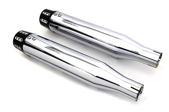 V-Twin - 30-1614 - Chrome Tapered Revolver Tip Muffler Set - Fits 2014-2017 Harley-Davidson XL