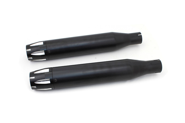 V-Twin - 30-1616 - Black Highlighted Revolver Tip Muffler Set - Fits 2014-2017 Harley-Davidson XL