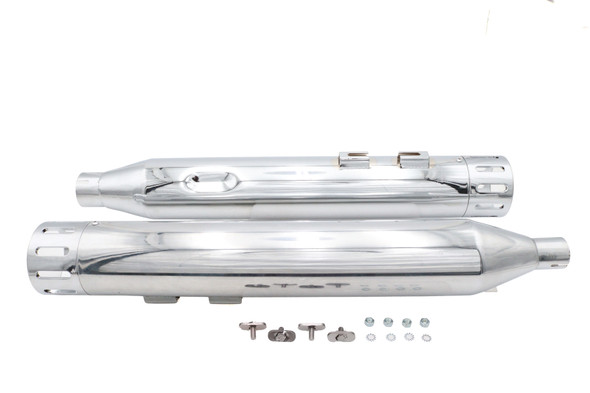 V-Twin - 30-1905 - Wyatt Gatling Muffler Set Chrome with Chrome Slot Tips