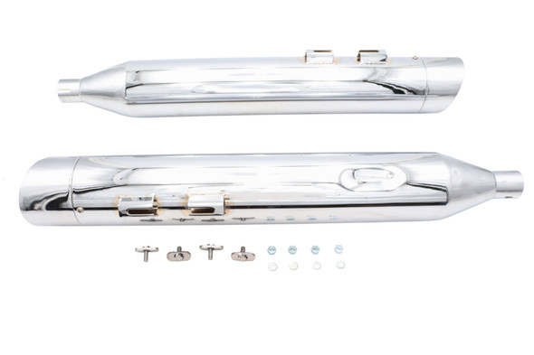 V-Twin - 30-1906 - Wyatt Gatling Muffler Set Chrome with Chrome Slash Up Tips