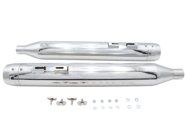V-Twin - 30-1912 - Wyatt Gatling Muffler Set Chrome with Chrome Rocket Booster