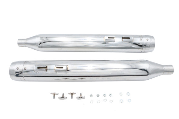 V-Twin - 30-1912 - Wyatt Gatling Muffler Set Chrome with Chrome Rocket Booster