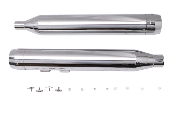 V-Twin - 30-1913 - Wyatt Gatling Muffler Set Chrome with Chrome Rocket Booster