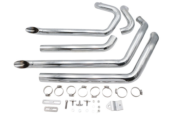 V-Twin - 30-2475 - Wyatt Gatling FXST Street Fighter Drag Pipe Set Chrome
