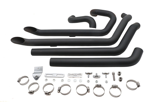 V-Twin - 30-2476 - Wyatt Gatling FXST Street Fighter Drag Pipe Set Black