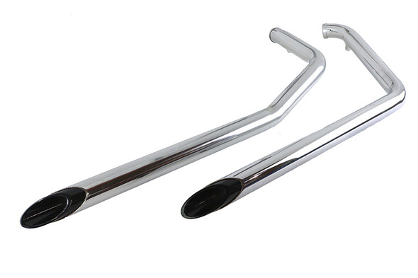 V-Twin - 30-3056 - Exhaust Drag Pipe Set with Short Black Slash Tips - Fits 2007-2017 Harley-Davidson FLST, FXST