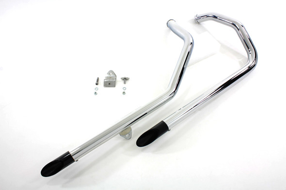 V-Twin - 30-3104 - Wyatt Gatling Exhaust Drag Pipe Set With Black Slash Tips - Fits 1986-2003 Harley-Davidson XL