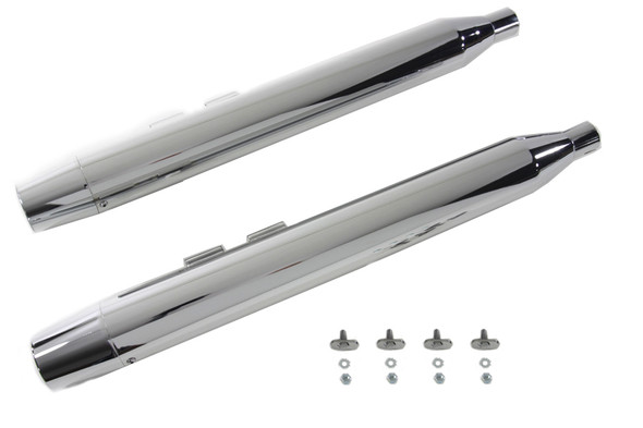 V-Twin - 30-3110 - Muffler Set With Chrome Long Tapered End Tips