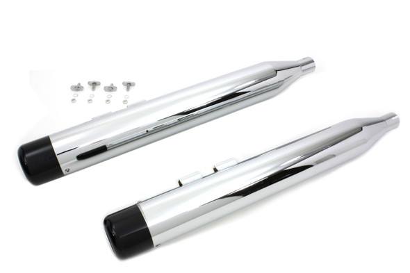 V-Twin - 30-3183 - Muffler Set with Black Hollow Point End Tips - Fits 1995-2016 Harley-Davidson FLT