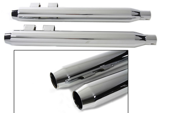 V-Twin - 30-3184 - Muffler Set With Chrome Short Tapered End Tips