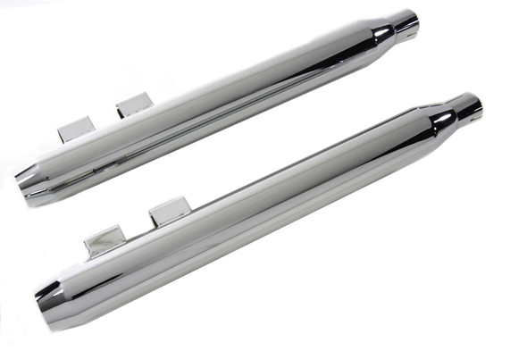 V-Twin - 30-3184 - Muffler Set With Chrome Short Tapered End Tips - Fits 1995-2016 Harley-Davidson FLT