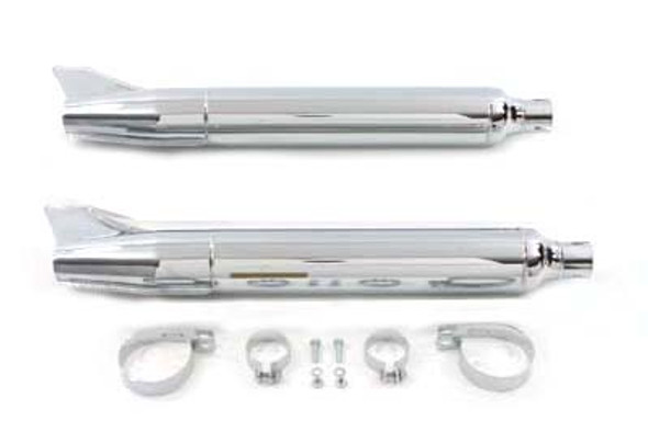 V-Twin - 30-3186 - Replica Fishtail Muffler Set Chrome
